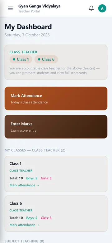 Teacher portal on a phone